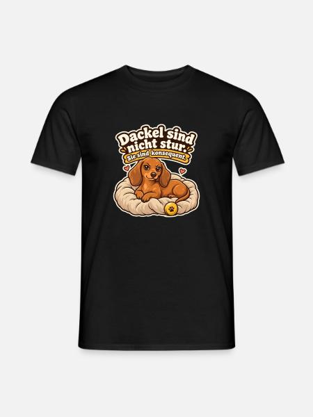 Dackelbesitzer Dackel Spruch Stur Konsequent - Männer T-Shirt - Schwarz