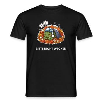 Schlafende Schildkröte im Herbstlaub - Männer T-Shirt - Schwarz - Vorne - AI Model Male 178 light (178cm)