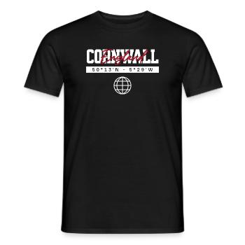 Cornwall England Koordinaten Reise Souvenir - Männer T-Shirt - Schwarz - Vorne - AI Model Male 178 light (178cm)