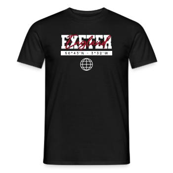 Exeter England Koordinaten Reise Souvenir - Männer T-Shirt - Schwarz - Vorne - AI Model Male 178 light (178cm)