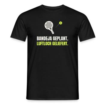 Padel Bandeja geplant, Luftloch geliefert - Männer T-Shirt - Schwarz - Vorne - AI Model Male 178 light (178cm)