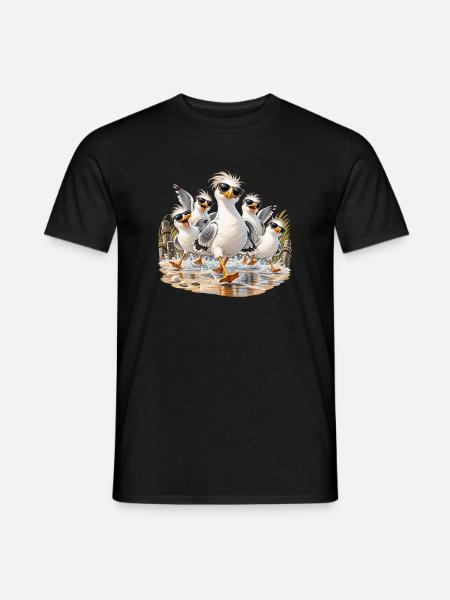 Coole Strandmöwen mit Sonnenbrillen - Männer T-Shirt - Schwarz