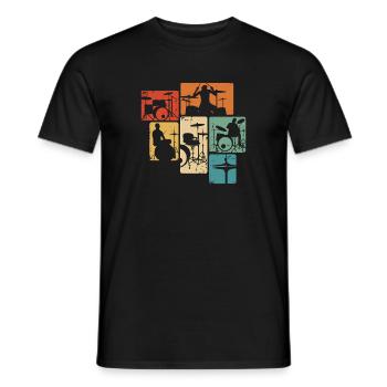 Drummer Schlagzeuger Retro Schlagzeug Musiker - Männer T-Shirt - Schwarz - Vorne - AI Model Male 178 light (178cm)