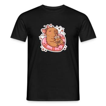 Süßes Capybara Mit Bubble Tea Kawaii Tier - Männer T-Shirt - Schwarz - Vorne - AI Model Male 178 light (178cm)