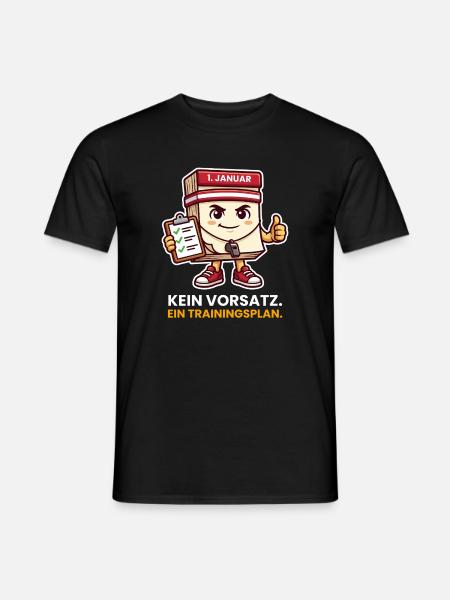 Kein Vorsatz Trainingsplan Neujahr Kalender - Männer T-Shirt - Schwarz