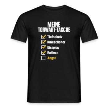 Handball Torwart Tasche – Reflexe ja, Angst nein - Männer T-Shirt - Schwarz - Vorne - AI Model Male 178 light (178cm)