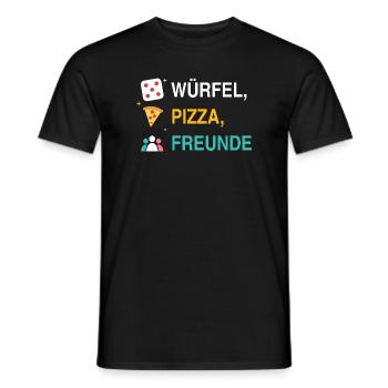 Würfel, Pizza, Freunde – Spieleabend Motiv - Männer T-Shirt - Schwarz - Vorne - AI Model Male 178 light (178cm)