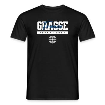 Grasse Frankreich Koordinaten Reise Souvenir - Männer T-Shirt - Schwarz - Vorne - AI Model Male 178 light (178cm)
