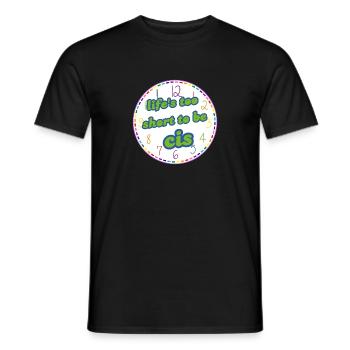 Das Leben ist zu kurz, um cis zu sein (Regenbogen) - Männer T-Shirt - Schwarz - Vorne - AI Model Male 178 light (178cm)