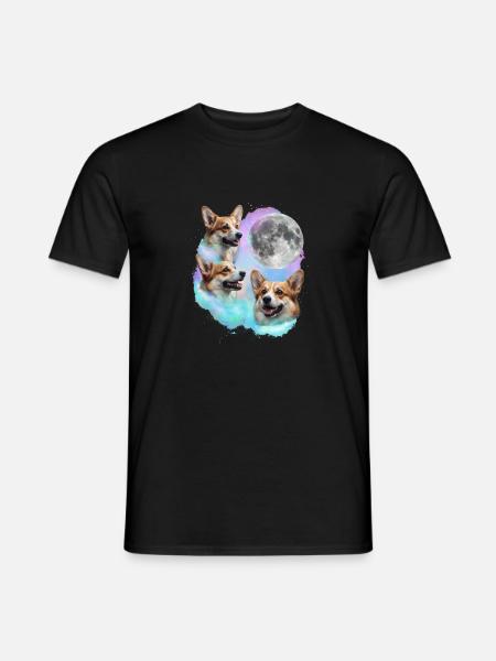 3 Corgis, die auf den Mond heulen – walisischer Corgi-Hundeliebhaber - Männer T-Shirt - Schwarz