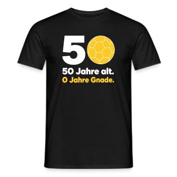 50. Geburtstag Handball – 0 Jahre Gnade - Männer T-Shirt - Schwarz - Vorne - AI Model Male 178 light (178cm)
