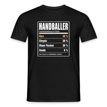 Handballer Inhaltsstoffe – 40 % Harz, 0 % Gnade - Männer T-Shirt - Schwarz - Vorne - AI Model Male 178 light (178cm)