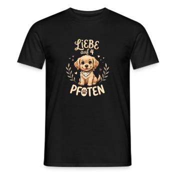 Liebe auf 4 Pfoten, niedlicher Hund - Männer T-Shirt - Schwarz - Vorne - AI Model Male 178 light (178cm)