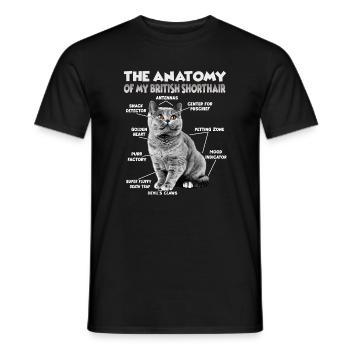 Witziges Britisch Kurzhaar T | Britisch Kurzhaar  - Männer T-Shirt - Schwarz - Vorne - AI Model Male 178 light (178cm)