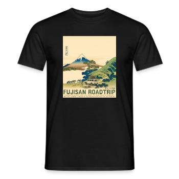 Mt Fuji Road Trip Neo Ukiyo-e Japanese Art - Männer T-Shirt - Schwarz - Vorne - AI Model Male 178 light (178cm)