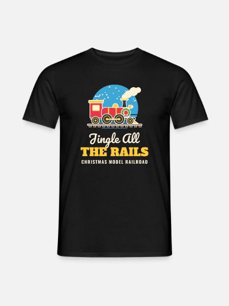 Jingle All the Rails Modelleisenbahn-Weihnachten - Männer T-Shirt - Schwarz