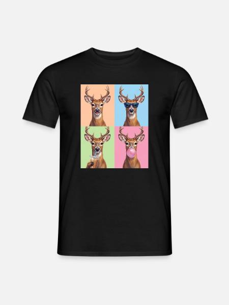 Rehe Reh - Männer T-Shirt - Schwarz