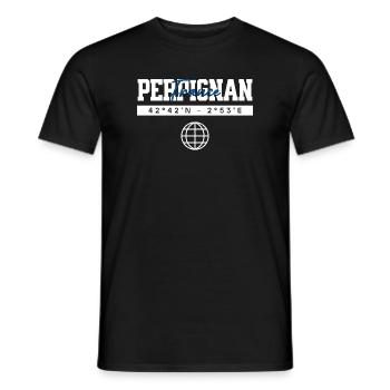 Perpignan Frankreich Koordinaten Reise Souvenir - Männer T-Shirt - Schwarz - Vorne - AI Model Male 178 light (178cm)