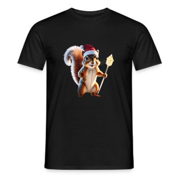 Magisches Weihnachts Eichhörnchen, Hüter des Wades - Männer T-Shirt - Schwarz - Vorne - AI Model Male 178 light (178cm)