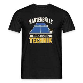 Kantenbälle sind reine Technik – Tischtennis - Männer T-Shirt - Schwarz - Vorne - AI Model Male 178 light (178cm)