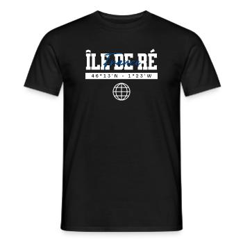 Île de Ré Frankreich Koordinaten Reise Souvenir - Männer T-Shirt - Schwarz - Vorne - AI Model Male 178 light (178cm)