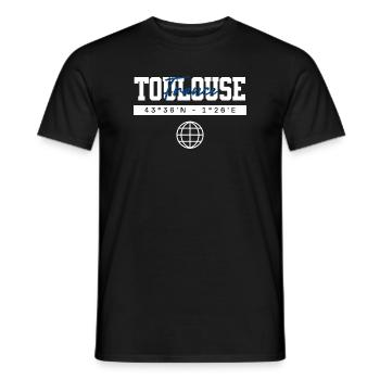 Toulouse Frankreich Koordinaten Reise Souvenir - Männer T-Shirt - Schwarz - Vorne - AI Model Male 178 light (178cm)