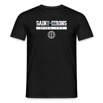 Saint-Girons Frankreich Koordinaten Reise Souvenir - Männer T-Shirt - Schwarz - Vorne - AI Model Male 178 light (178cm)