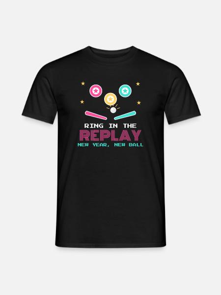 Ring In the Replay Neujahr Flipperhalle - Männer T-Shirt - Schwarz
