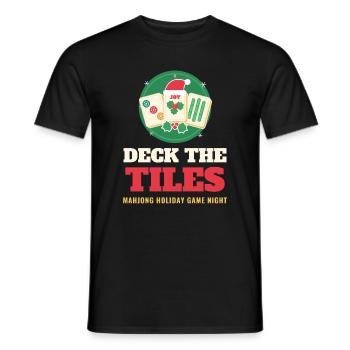 Deck die Steine – lustiges Mahjong-Weihnachtsspiel - Männer T-Shirt - Schwarz - Vorne - AI Model Male 178 light (178cm)