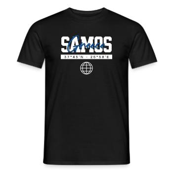 Samos Griechenland Koordinaten Reise Souvenir - Männer T-Shirt - Schwarz - Vorne - AI Model Male 178 light (178cm)