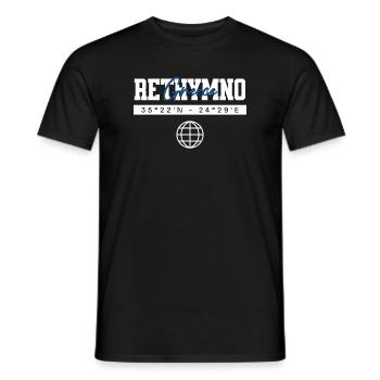 Rethymno Griechenland Koordinaten Reise Souvenir - Männer T-Shirt - Schwarz - Vorne - AI Model Male 178 light (178cm)