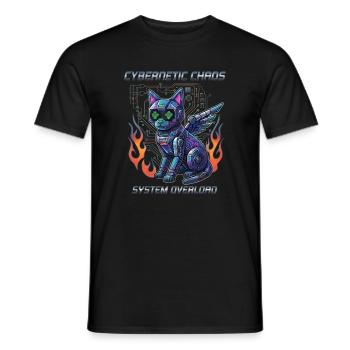 Katze Cybernetic Chaos, Cyberpunk - Männer T-Shirt - Schwarz - Vorne - AI Model Male 178 light (178cm)