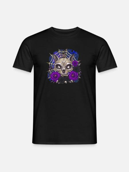Whimsigoth Katzenschädel Rosen Shirt - Männer T-Shirt - Schwarz