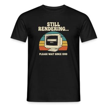 Rendere immer noch. Bitte warten Sie. 3D-Künstler Retro - Männer T-Shirt - Schwarz - Vorne - AI Model Male 178 light (178cm)