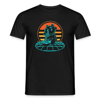 Katze Ramen Retro - Männer T-Shirt - Schwarz - Vorne - AI Model Male 178 light (178cm)