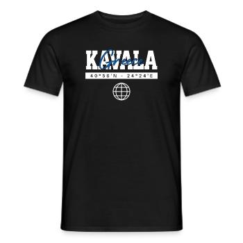 Kavala Griechenland Koordinaten Reise Souvenir - Männer T-Shirt - Schwarz - Vorne - AI Model Male 178 light (178cm)