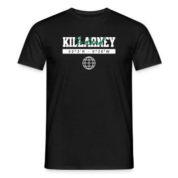 Killarney Irland Koordinaten Reise Souvenir - Männer T-Shirt - Schwarz - Vorne - AI Model Male 178 light (178cm)