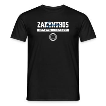 Zakynthos Griechenland Koordinaten Reise Souvenir - Männer T-Shirt - Schwarz - Vorne - AI Model Male 178 light (178cm)