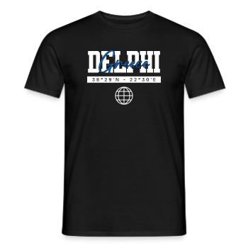 Delphi Griechenland Koordinaten Reise Souvenir - Männer T-Shirt - Schwarz - Vorne - AI Model Male 178 light (178cm)
