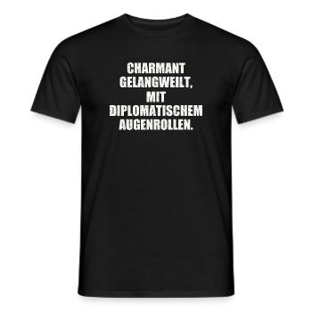 CHARMANT GELANGWEILT – Sarkastisches Augenrollen - Männer T-Shirt - Schwarz - Vorne - AI Model Male 178 light (178cm)