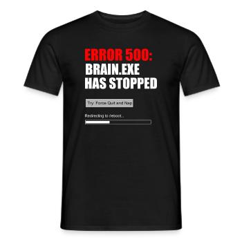 Fehler 500 Brain.exe Crash Tech Grafik-Tee - Männer T-Shirt - Schwarz - Vorne - AI Model Male 178 light (178cm)