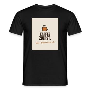 Kaffee - Männer T-Shirt - Schwarz - Vorne - AI Model Male 178 light (178cm)