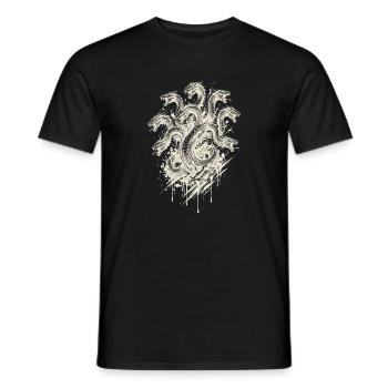 Hydra-Schlangenköpfe Creme-Tinte Mythologie Kunst - Männer T-Shirt - Schwarz - Vorne - AI Model Male 178 light (178cm)