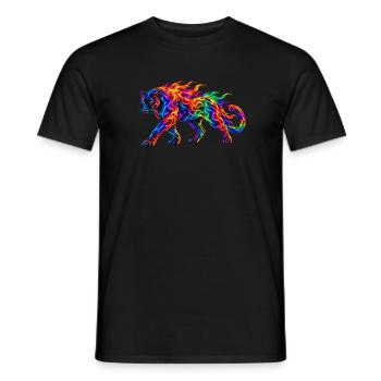 Regenbogen-Brennende Panther - Männer T-Shirt - Schwarz - Vorne - AI Model Male 178 light (178cm)
