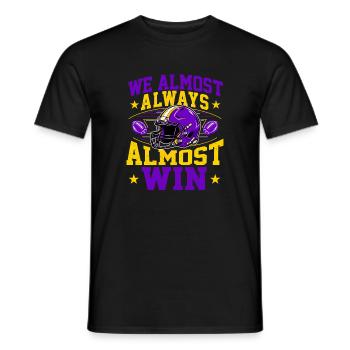 Wir gewinnen fast immer – lila und goldener Fan - Männer T-Shirt - Schwarz - Vorne - AI Model Male 178 light (178cm)