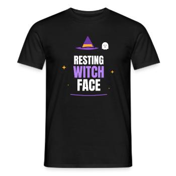 Resting Witch Face Halloween Witch Hat Ghost Funny - Männer T-Shirt - Schwarz - Vorne - AI Model Male 178 light (178cm)