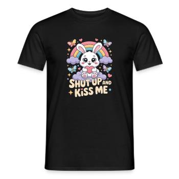 Shut Up And Kiss Me Küss Mich Einfach Valentinstag - Männer T-Shirt - Schwarz - Vorne - AI Model Male 178 light (178cm)