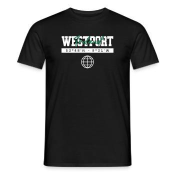 Westport Irland Koordinaten Reise Souvenir - Männer T-Shirt - Schwarz - Vorne - AI Model Male 178 light (178cm)