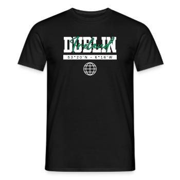 Dublin Irland Koordinaten Reise Souvenir - Männer T-Shirt - Schwarz - Vorne - AI Model Male 178 light (178cm)
