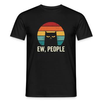 Ew People Retro Cat - Männer T-Shirt - Schwarz - Vorne - AI Model Male 178 light (178cm)